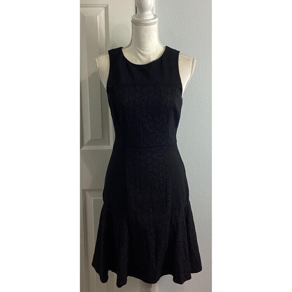 J. Crew Collection Black Paneled Sleeveless Eyelet Dress #A4897 Size 0 - Picture 4 of 12
